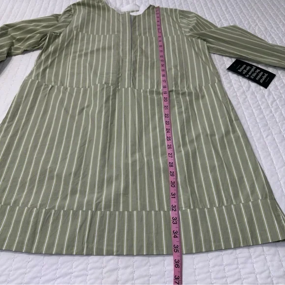 Tuckernuck Pomander Place Rohan Shirt Dress Green Striped Long Sleeves Pockets - Picture 5 of 16